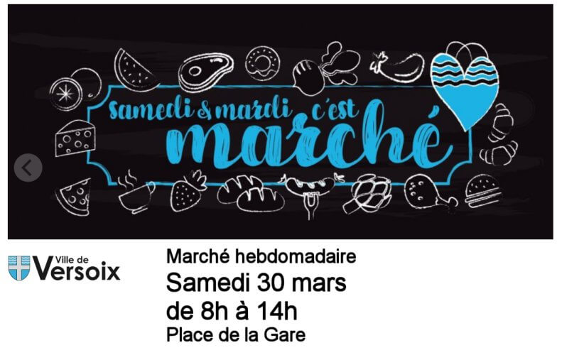 Flyer du marché hebdomadaire de Versoix.